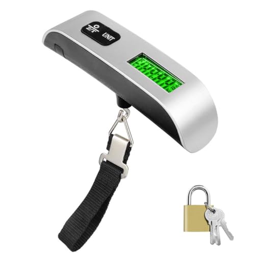 MOMENT Digital Hanging Luggage Bags Weight Scale 50kg/110lb Portable Handheld Baggage Weighing Scale with LCD Display/Temperature Sensor and Key Lock for Travel Suitcase Outdoor Shopping Fishing