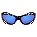 Birdz Eyewear Seahawk Padded Polarized Sunglasses Jet Ski Kayaking Watersports Jetski Goggles with Built in Strap Black Frame with Blue Mirror Lens