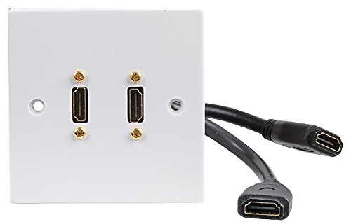 PRO SIGNAL 1 Gang HDMI Wall Plate - Dual HDMI Sockets, Plug & Play - White Faceplate, HDMI 1.4 Compliant - PELR0098