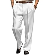 YYFew Men's Dress Pants Straight Leg Pleat-Front Casual Suit Pants