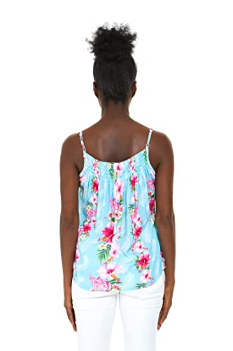 Image of Hawaii Hangover Family Matching Clothes, Pink Hibiscus Vine Turquoise | Family matching Hawaiian outfits, Pink Hibiscus Vine Turquoise, lightweight rayon, machine washable, tropical floral print