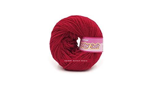 Image of Vardhman BabySoft Knitting Yarn | 100% Acrylic Wool | 4 Ply | Thin Knitting & Crocheting Hook Thread & Lightweight | Special Baby Wool | 150 Grams (6 Balls of 25g) | Machine Washable | Ideal for Blankets, Hats, Booties Ultra-Soft for Baby Sweaters, Blankets, Caps, Socks, Soft toys, Art & craft | Available in multicolors - (BBL019 - Ruby Red)