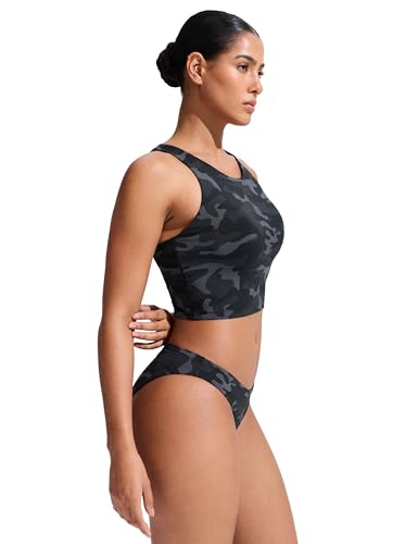 Image of CRZ YOGA Racerback Crop Bikini Tops | Built-in Pads, A-D Cup, High Neck, Swim, Bathing Suit Tank for Women