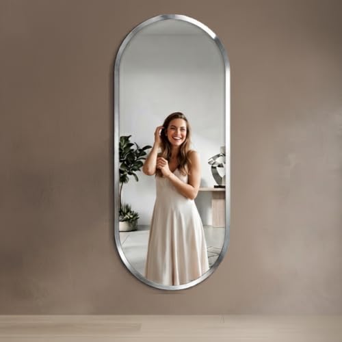 Image of Creative Arts n Frames 5mm Full Length Long Beveled Smooth Edges Frameless Rectangular Wall Mount HD Mirror Home Decor Items (18X48 inch Capsule HD Mirror)