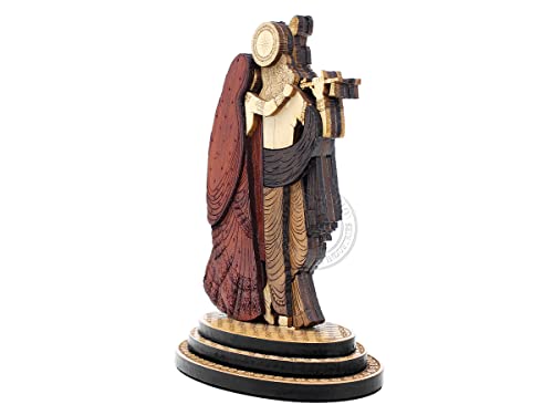 Estatua de Radha Krishna de madera tallada 4 pulgadas miniatura 5