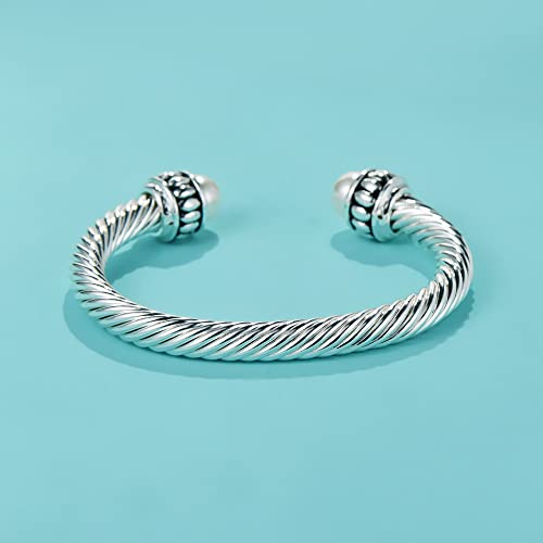 UNY JEWEL Jewelry Chinese Dragon Scale Ball, Dragon Cuff Bangle, Spring Open Two Tone Twisted Cable Vintage Cuff Bangle3