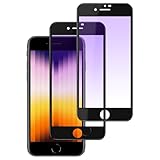 NIMASO ガラスフィルム iPhone SE 第3世代 iPhone SE2 8 7 用 ブルーライトカット 全面保護 フィルム【ガイド枠付き】【2枚セット】【ブラック】 NSP20A49