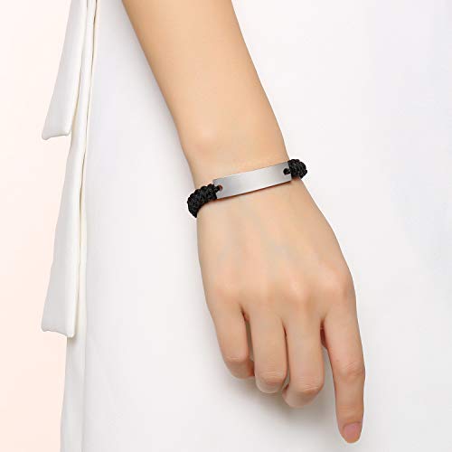 Mealguet MG-BR-643-KZ Personalized Id Couple Bracelets Custom Engraving Handmade Braided Rope Wrist Bangle thumb #4