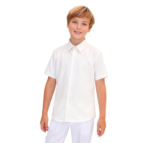 Image of Lilax Boys Classic Short Sleeve Button Down Casual Solid Dress Shirt