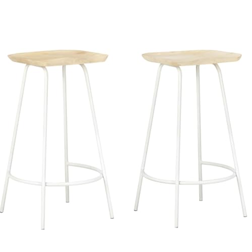 SooIarix Taburete de bar de madera maciza de mango con reposapiés, 38 x 36 x 74 cm, resistente a la intemperie, para bar y exterior, hasta 110 kg de peso
