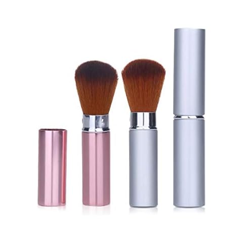 2Pcs Retractable Travel Makeup Brush Multitask Makeup Brush for Blush Bronzer or Highlighter (Closable - Perfect for Travel Bag or Case) Cover