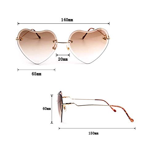 Dollger Heart Sunglasses for women Rimless Thin Metal Frame Heart shaped Sun glasses UV4003
