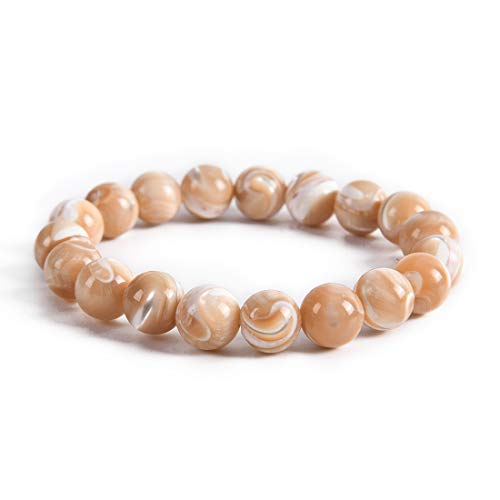 YGLINE Gem Semi Precious Gemstone 10mm Round Beads Stretch Bracelet 7 Inch Unisex