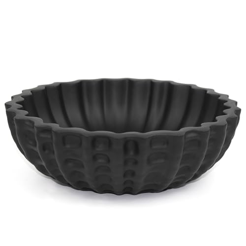 LIN CHUAN Modern Decorative Bowl, Sculptural Resin Display Bowl for Home Decor, Large Centerpiece for Kitchen Counter or Entry Table, Key Bowl or Fruit Holder, Black