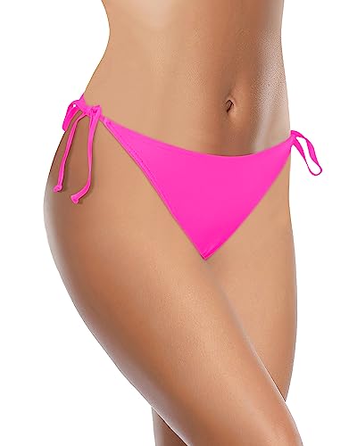 Image of Women's String Bikini Bottoms Low Waist Moderate Coverage Bathing Suit | Adjustable Tie-Side, Multiple Styling, Low-Rise Fit Enhances Curves, Secure Wear, Fully Lined, Beach and Pool Ready