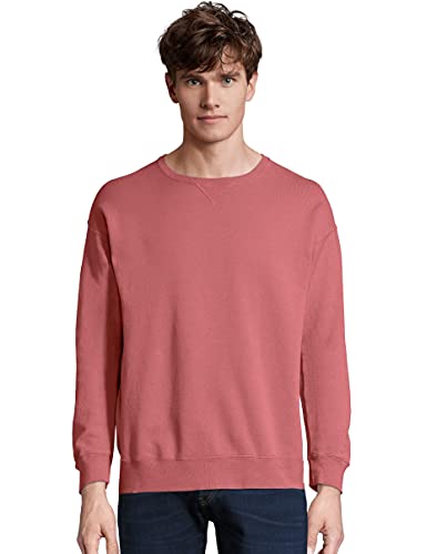 Hanes Mens Big ComfortWash Garment Dyed Fleece Sweatshirt, S, Nantucket Red