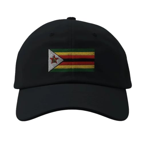Casquette drapeau du Zimbabwe noir contre le soleil taille réglable