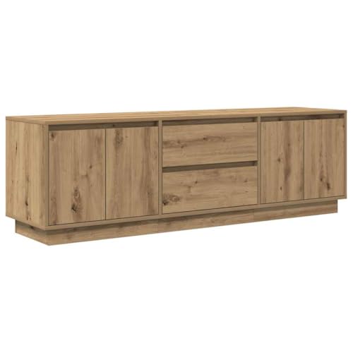 vidaXL Meuble TV avec éclairages LED chêne Artisanal 160,5x41x50 cm, Support TV, Meuble télé, Meuble multimédia, Banc TV, Meuble HiFi