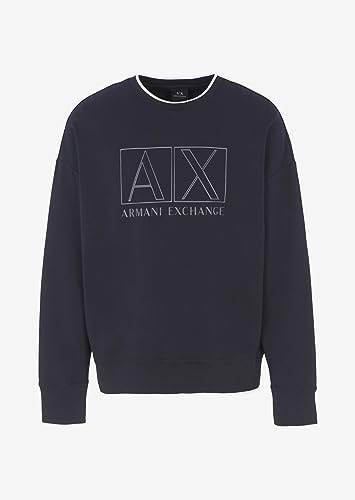 Armani Exchange Men's Stretch Cotton Double Knit Classic Box Logo Pullover Sweatshirt3