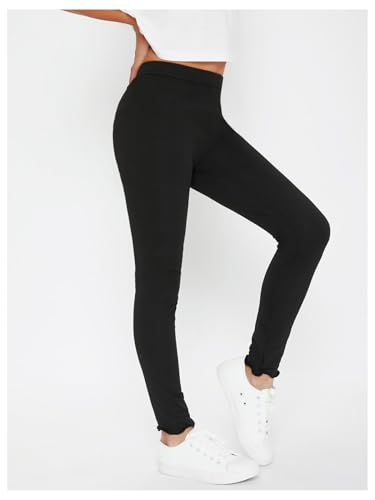 Milumia Girl's High Waisted Leggings Pleated Basic Casual Bottoms Yoga Pants3