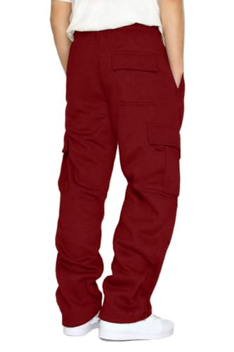 Image of Men's Cargo Sweatpants Casual Fleece Joggers Loose Fit Open Bottom Athletic Pants for Men with Pockets
