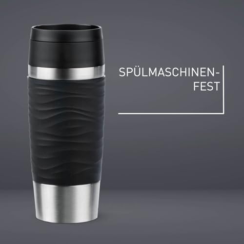 Emsa Travel Mug 360ml Wave Thermobecher, neuer Komfort-Schraubverschluss, Isolierbecher Edelstahl, 4h heiß und 8h kalt, 100% dicht… – Ansicht 3