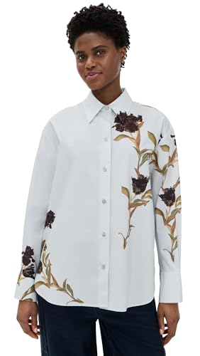 Vince Women's Placed Black Iris Button Down Shirt, Salt Glass/Black Iris, XL : Clothing, Shoes & Jewelry