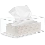 HBlife Facial Tissue Dispenser Box Cover Holder Clear Acrylic Rectangle Napkin Organizer for Bathroom, Kitchen and Office Room