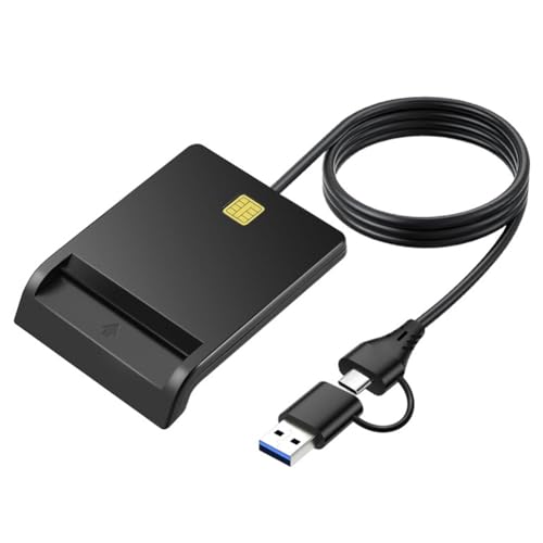 Mcnhbdgg Lector de Tarjetas Inteligente USB 2.0 Lector de Tarjetas Inteligentes para DNIE, Cajero Automático, IC, ID, Tarjeta Bancaria, Tarjeta SIM.