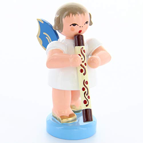 Engel mit Didgeridoo - Blaue Flügel - stehend - 6cm / Weihnachtsengel...
