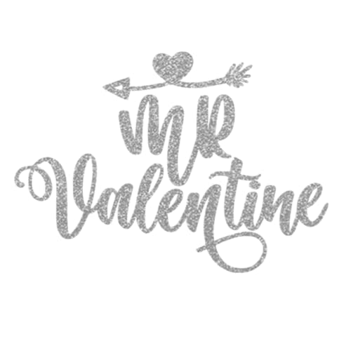 Handmade Mr Valentine Iron On Decal, DIY Boys Valentine Tshirt Transfer, Vinyl Patch, 4 Size Options, Pick Color, Iron-On Almost Anything in 5 Minutes (Silver Glitter)