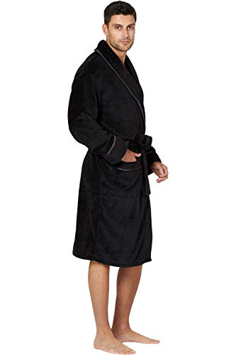 INTIMO Alexander Julian Mens Super Soft Cozy Plush Robe with Satin Trim3