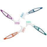 Warmhm Prothesenreinigungsbürsten 4 Stück Tragbar Doppelkopf Zahnersatz Bürsten Farbig Ergonomisch für Mundpflege und Zahnersatzversorgung