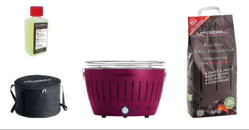 LotusGrill Classic Viola Starter-Set, 1 griglia, 1 carbone di faggio