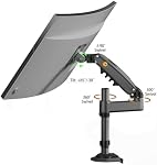 NB North Bayou Moniteur Monitor Mount Long Arm pour les moniteurs de 4.4 à 19.8lbs Ultra Support de moniteur réglable en hauteur pivotant à large mouvement H100…