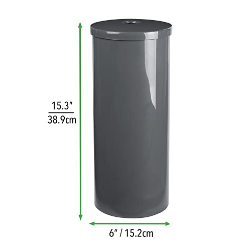 Mdesign Plastic Floor Stand Toilet Paper Organizer With Cover, 3-Roll Space-Saving Tissue Storage For Bathroom - Fits Under Sink, Vanity, Shelf, In Cabinet, Corner - Aura Collection - Charcoal Gray #TOP5