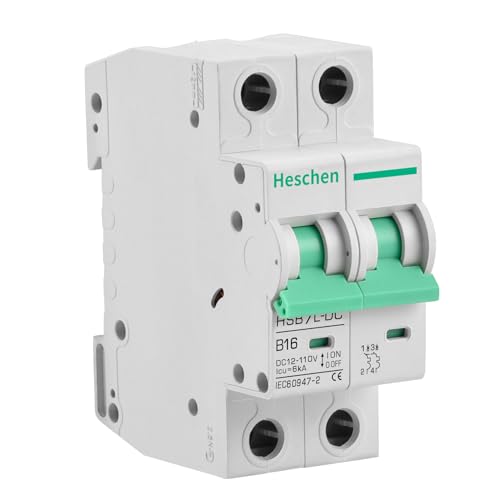 Heschen DC Miniatur-Leistungsschutzschalter, HSB7L-DC, 2 Polig, DC 12-110V 16A, TypB, 6kA Schaltleistung,35mm DIN-Schienenmontage