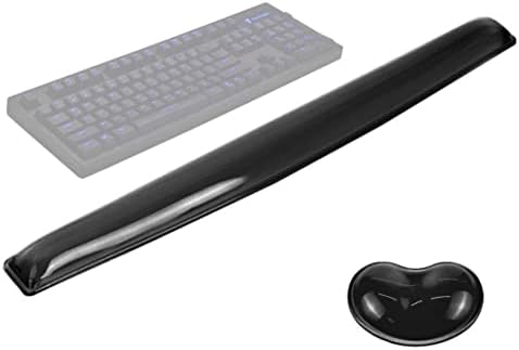 ABRONDA Gel Keyboard & Mouse Wrist Rest Set - Keyboard Wrist Rest Pad & Mouse Support for Office Gaming Pad Computer Laptop Ergonomic Comfortable Pain Relief- Pad Set (Black Pad Set)