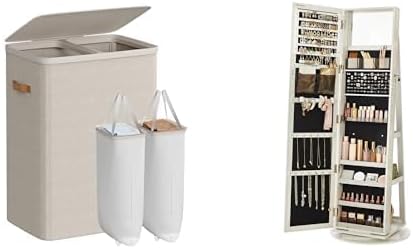 SONGMICS Laundry Basket, 360° Swivel Jewelry Cabinet, ULCB813L01 and UJJC006W01