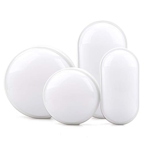 Maidodo LED Wandleuchte 15W, Innen/Außen Feuchtigkeitsbeständige Wandlamp, IP65 Kaltweiß 6000K, für Balkon Flur Garten, Rund Cover