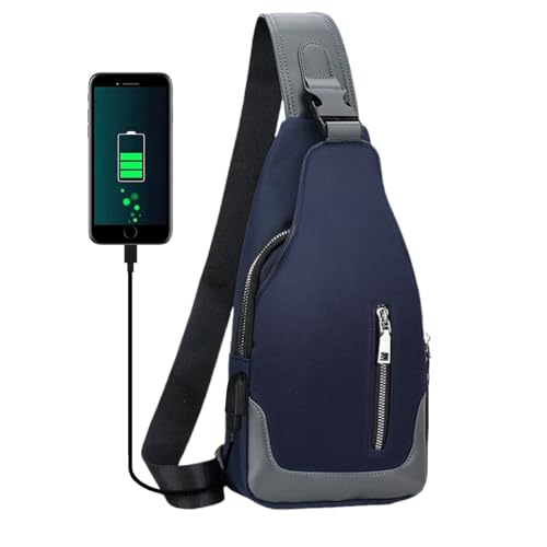 Sling Backpack with USB Charging Port, Chest Bag Crossbody Daypack Shoulder Bag for Women & Men, Hiking, Cycling, Travel #2 Blue