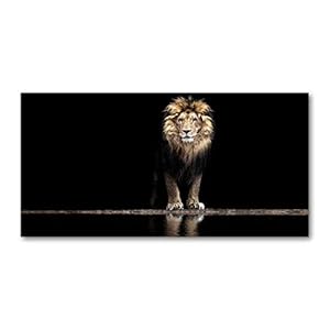 Tulup – Schilderijen op glas – 120×60 – Schilderij – Muurdecoratie – Wanddecor – Kunstdruk – Muurkunst – Modern Decoratief Beeld Gedrukt – Wandschilderijen – Decoratie Poster – Foto – Afbeelding – Dieren – Portret van een leeuw – Bruin
