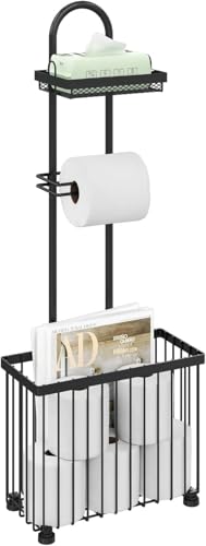 Zertylre Porte-papier toilette avec étagère, support pour magazines de salle de bain, avec support de tablette, pour 6 rouleaux de papier toilette, convient pour salle de bain et toilettes d'invités