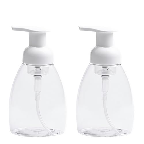 2-Pack Foaming Soap Dispenser Pump Bottles,Foam Hand Soap Dispenser with Refillable Plastic Container for Shampoo for Bathroom & Kitchen-Clear,8 oz(250ml)