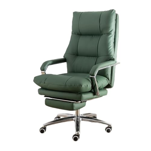 Silla de Oficina ejecutiva con reposapiés, ergonómica, Grande y Alta, para el hogar, con Respaldo Alto y Ajustable, para computadora, Color Verde Oscuro.
