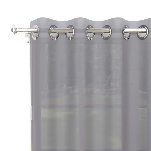 Soleil d'ocre, Alix Voilage à Oeillets, Polyester, Gris, 135x250 cm