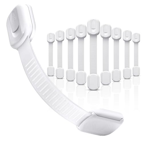 Bloc Porte Securite Bebe 10 Pièces, Bloque Tiroir Placards Loquets et Frigo Securite Placard Enfant Protection Bebe Maison, Adhésif Extra Fort, sans Perçage...