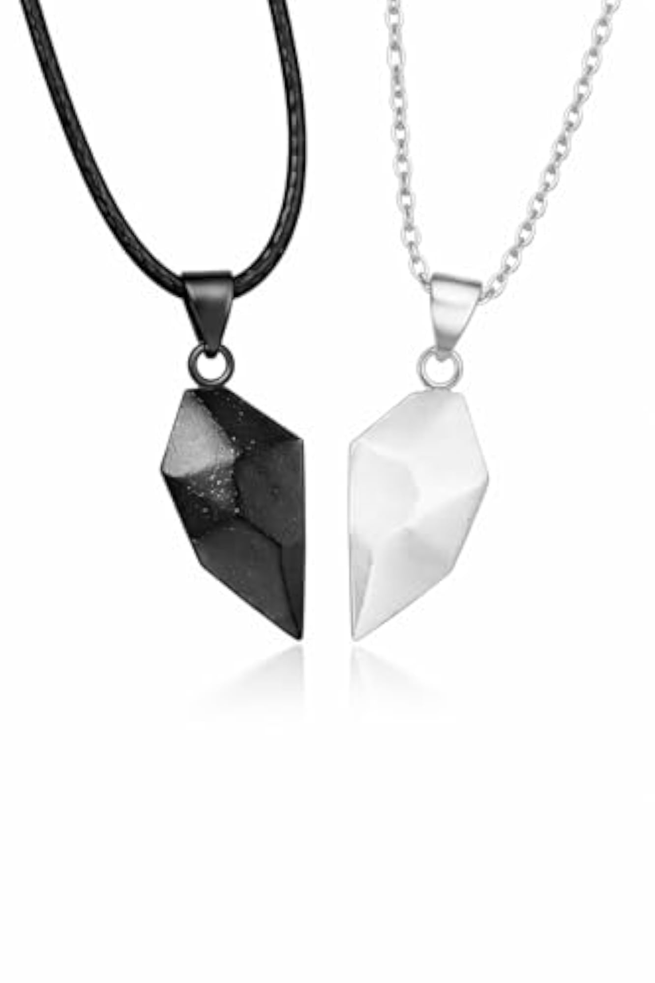 2pc Magnetic Couple Necklace, Heart Pendant Matching Charm