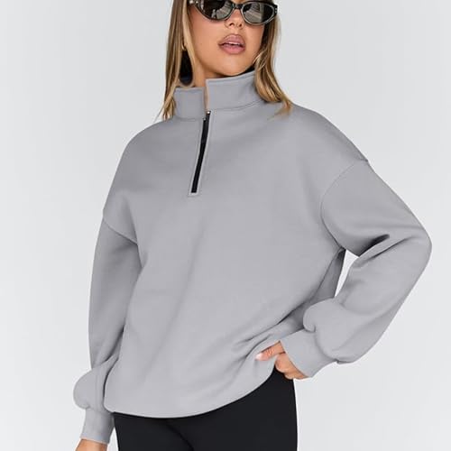 Women's Oversized Sweatshirt – Partial Zip Pullover Long Sleeve Shirt – Comfortable and Stylish4