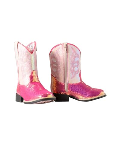 Western Boots Girls Krissy Sequin 10 Child Hot Pink 4430047302